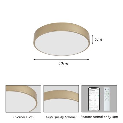 BRILAGI - LED dimējams griestu gaismeklis POOL SMART LED/48W/230V 3000-6000K Ø 40 cm Wi-Fi Tuya zelta + tālvadības pults