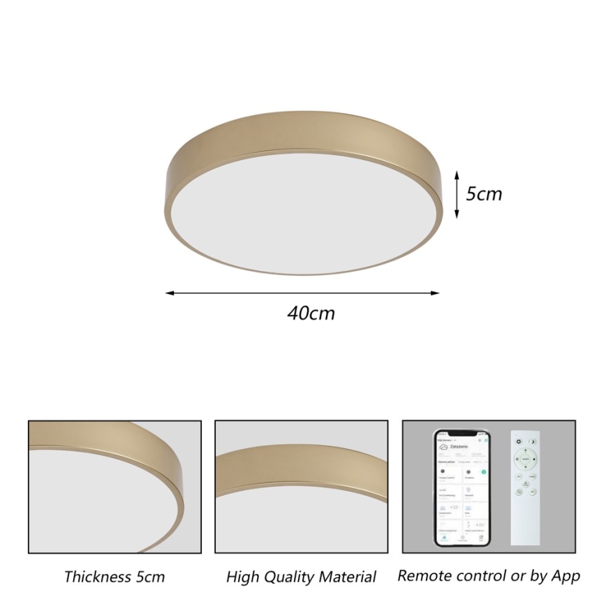 BRILAGI - LED dimējams griestu gaismeklis POOL SMART LED/48W/230V 3000-6000K Ø 40 cm Wi-Fi Tuya zelta + tālvadības pults