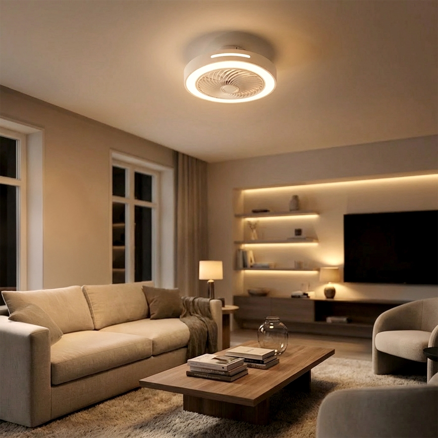 Brilagi - regulējams LED griestu gaismeklis ar ventilatoru LED/38W/230V 3000-6500K 3000-6500K diam. 46 cm balts + tālvadības pults