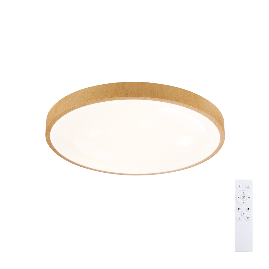 Brilagi - dimējams LED griestu gaismeklis GLASS POOL DOUBLE LED/48W/230V 3000-6000K 40 cm koka dekors + tālvadības pults