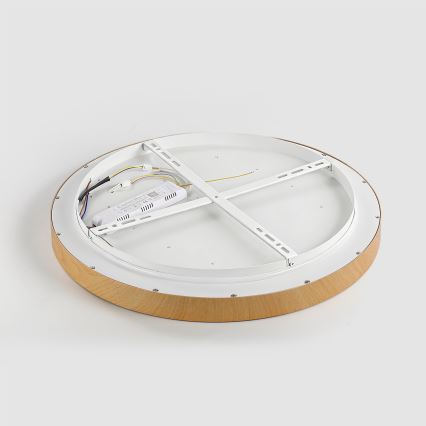 Brilagi - dimējams LED griestu gaismeklis GLASS POOL DOUBLE LED/48W/230V 3000-6000K 40 cm koka dekors + tālvadības pults