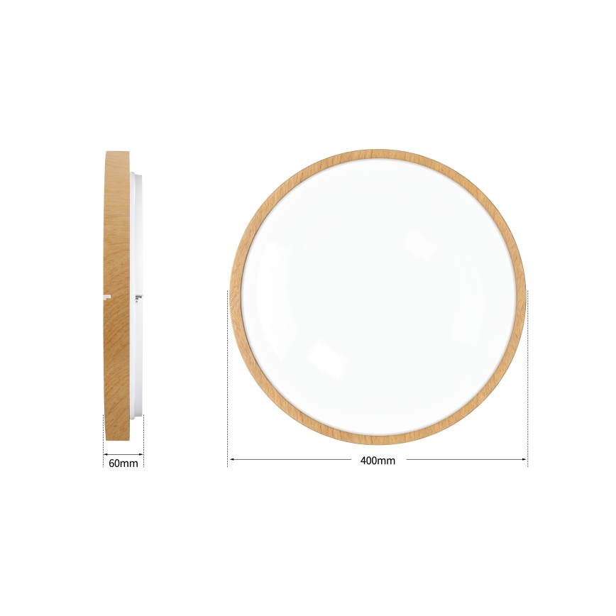 Brilagi - dimējams LED griestu gaismeklis GLASS POOL DOUBLE LED/48W/230V 3000-6000K 40 cm koka dekors + tālvadības pults