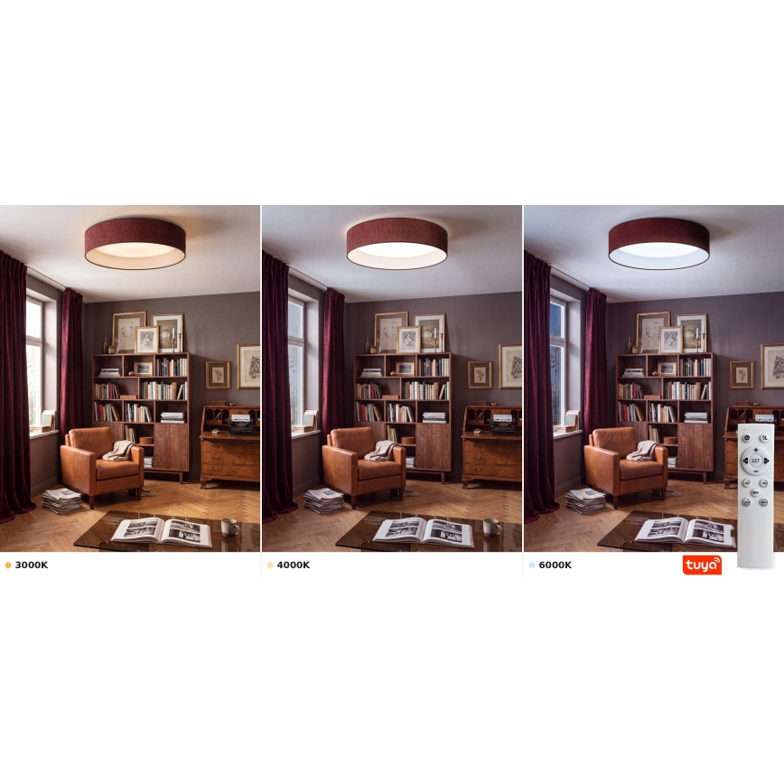 BRILAGI - LED dimējams griestu gaismeklis VELVET SMARTIX STARS LED/24W/230V 3000–6000K Ø 45 cm vīnsarkans Wi‑Fi Tuya Beacon + tālvadības pults