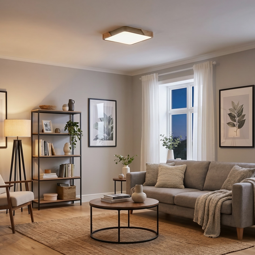 BRILAGI - Regulējama LED griestu lampa PILANA SQUARE LED/48W/230V 3000-6500K ozols/bēšs 42x42 cm + tālvadības pults
