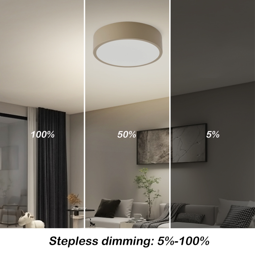 Brilagi - LED dimmējams griestu gaismeklis POOL LED/18W/230V 3000-6000K 20 cm bēšs + ar tālvadības pulti