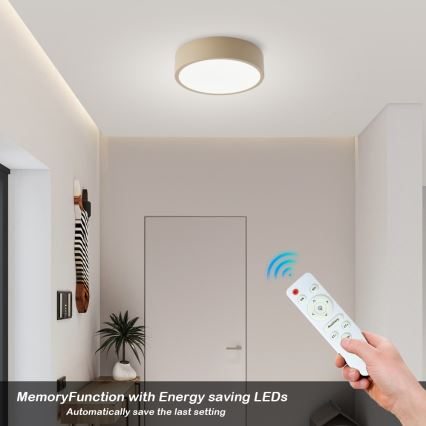 Brilagi - LED dimmējams griestu gaismeklis POOL LED/18W/230V 3000-6000K 20 cm bēšs + ar tālvadības pulti