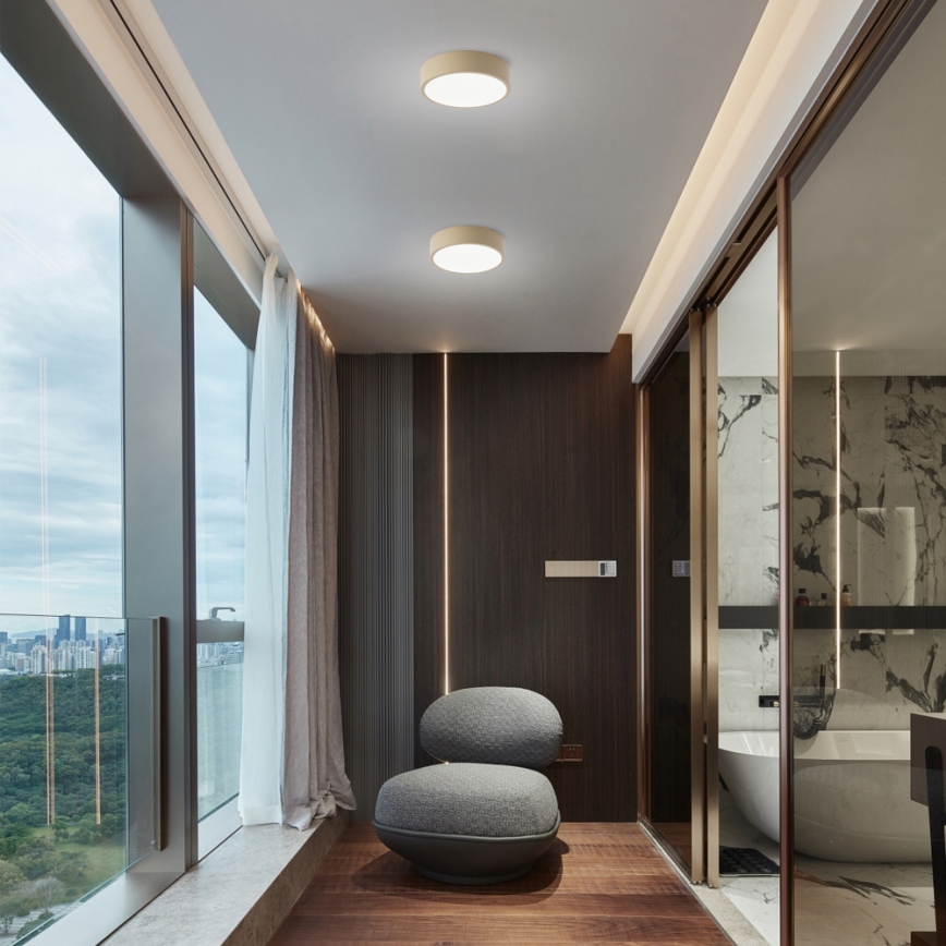 Brilagi - LED dimmējams griestu gaismeklis POOL LED/18W/230V 3000-6000K 20 cm bēšs + ar tālvadības pulti