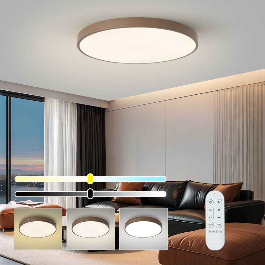 Brilagi - LED dimējams gaismeklis POOL SMART LED/100W/230V, diametrs 80 cm, Wi-Fi Tuya + tālvadība, brūns