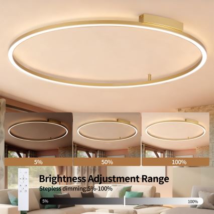 Brilagi - regulējams LED griestu gaismeklis PORTOFINO LED/85W/230V 3000–6000K Ø 120 cm zelta + tālvadības pults