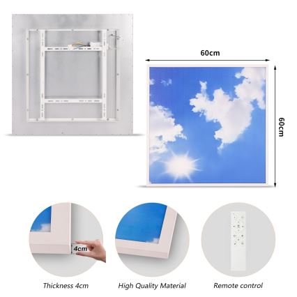 Brilagi - LED stropas gaismeklis ar regulējamu spilgtumu SLIMFRAME SKY LED/58W/230V 60x60 cm 3000-6000K sudraba/zila + tālvadība