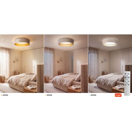 BRILAGI - LED aptumšojams griestu gaismeklis VELVET SMARTIX LED/36W/230V 3000-6000K Ø 55 cm krēmkrāsains/zeltains Wi-Fi Tuya Beacon + tālvadības pults