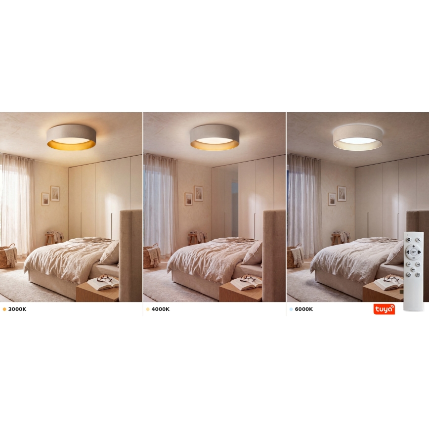 BRILAGI - LED aptumšojams griestu gaismeklis VELVET SMARTIX LED/36W/230V 3000-6000K Ø 55 cm krēmkrāsains/zeltains Wi-Fi Tuya Beacon + tālvadības pults