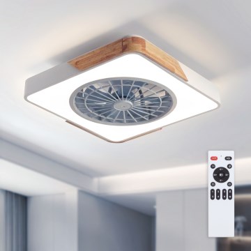 Brilagi - LED dimējams griestu gaismeklis ar ventilatoru LED/38W/230V 3000-6500K 50x50 cm balts/ozols + tālvadība