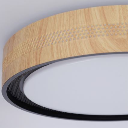 Brilagi - LED regulējams griestu gaismeklis COCI LED/48W/230V 3000-6500K Ø 39 cm koksnes dekors/melns + tālvadības pulti