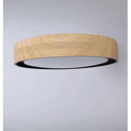Brilagi - LED regulējams griestu gaismeklis COCI LED/48W/230V 3000-6500K Ø 39 cm koksnes dekors/melns + tālvadības pulti