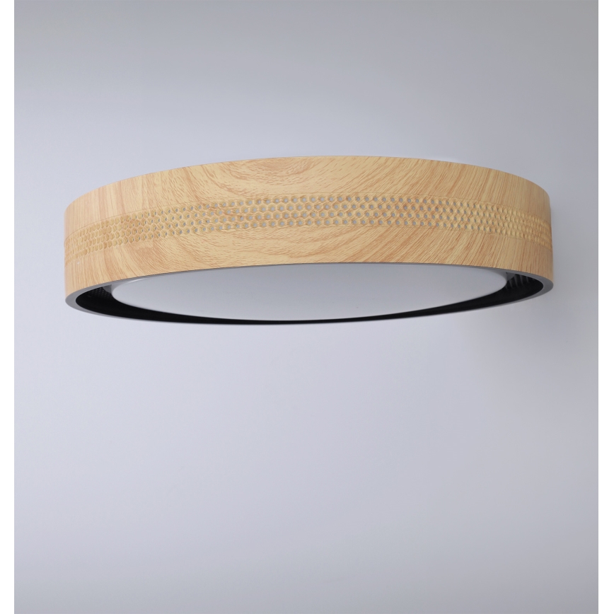 Brilagi - LED regulējams griestu gaismeklis COCI LED/48W/230V 3000-6500K Ø 39 cm koksnes dekors/melns + tālvadības pulti