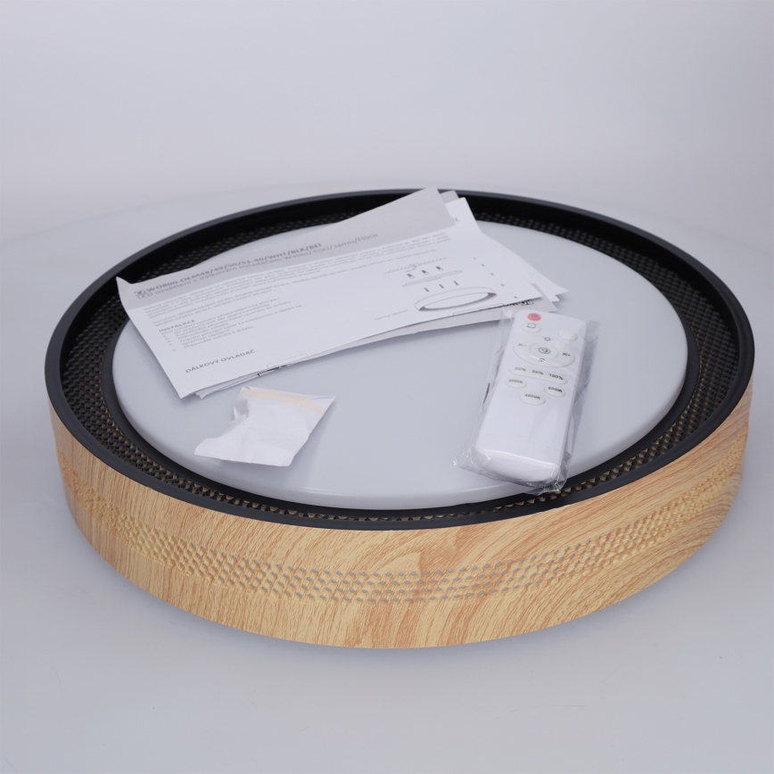 Brilagi - LED regulējams griestu gaismeklis COCI LED/48W/230V 3000-6500K Ø 39 cm koksnes dekors/melns + tālvadības pulti