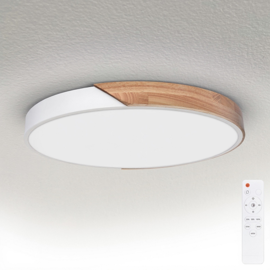 Brilagi - LED dimējams griestu gaismeklis PILANA LED/60W/230V 3000-6500K ozols/balts Ø 60 cm + tālvadības pults