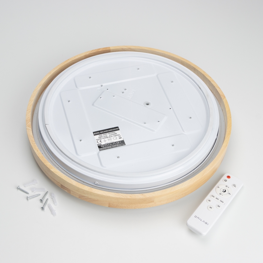 Brilagi - LED dimmējams griestu lukturis PINE LED/24W/230V koka Ø 42 cm 3000-6500K + tālvadība