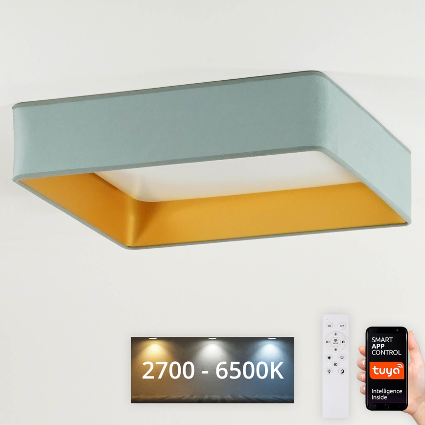 Brilagi - LED dimējams griestu gaismeklis VELVET SQUARE SMART LED/36W/230V 60x60 cm 2700-6500K Wi-Fi Tuya + tālvadības pults mentolzaļā krāsā