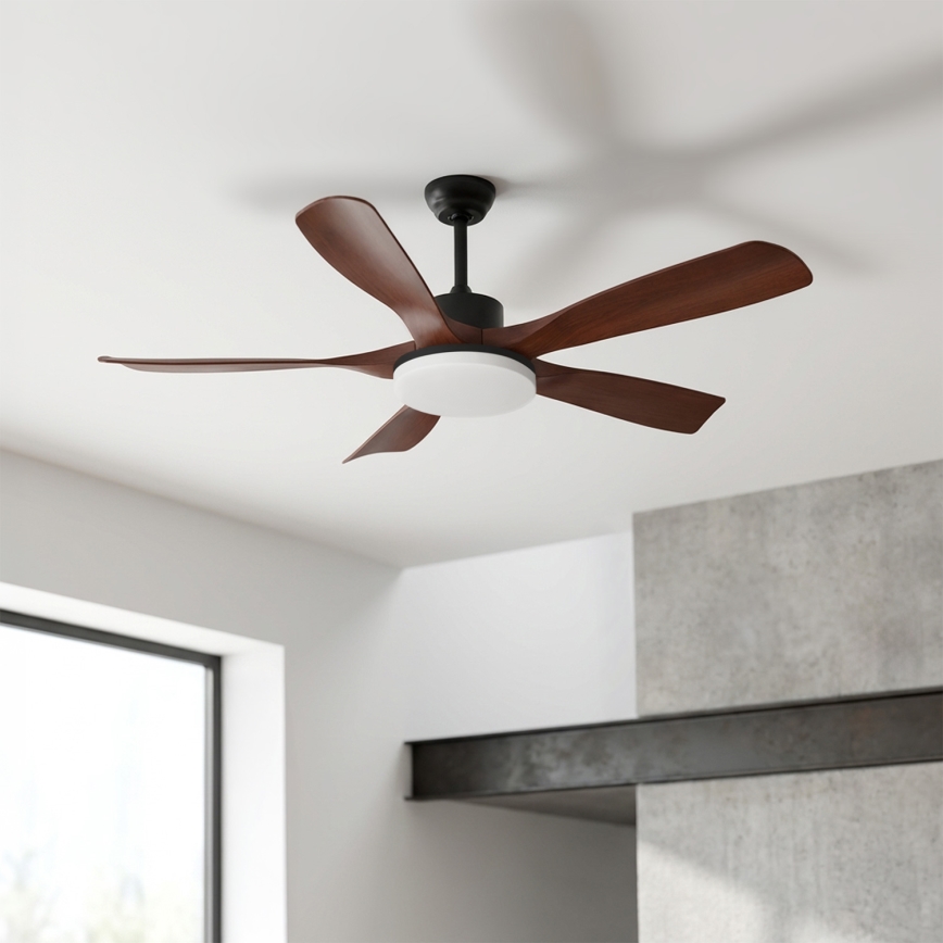 Brilagi - Dimmējams LED griestu ventilators LED/34W/230V 132 cm melns/brūns + tālvadības pults