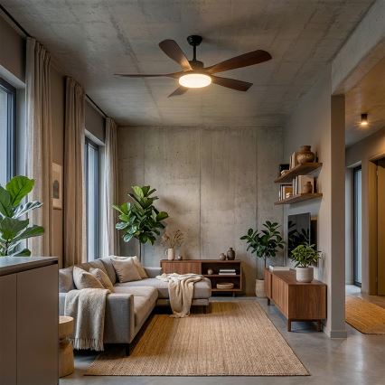 Brilagi - Dimmējams LED griestu ventilators LED/34W/230V 132 cm melns/brūns + tālvadības pults