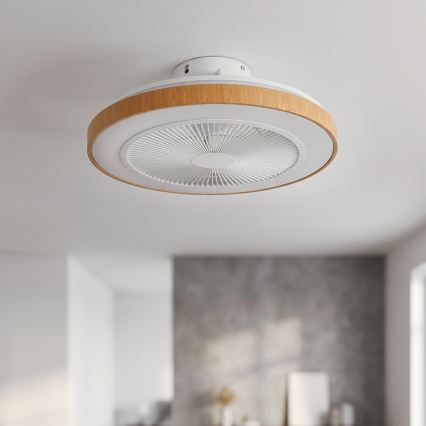 Brilagi - LED griestu ventilators ar regulējamu apgaismojumu, 38 W, 230 V, 3000–6500 K, Ø 50 cm, balts/brūns + tālvadība