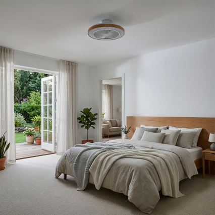 Brilagi - LED griestu ventilators ar regulējamu apgaismojumu, 38 W, 230 V, 3000–6500 K, Ø 50 cm, balts/brūns + tālvadība