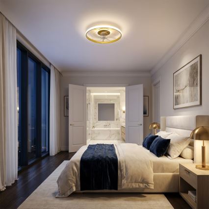 Brilagi - LED aptumšojams griestu ventilators LED/66W/230V 55 cm balts/zelts + tālvadības pults