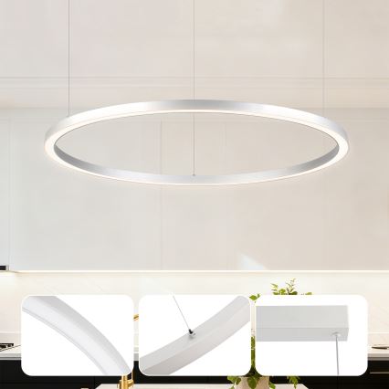 Brilagi - regulējama LED lustra uz kabeļa PORTOFINO LED/60W/230V 3000-6000K pr. 80 cm sudraba + tālvadības pults