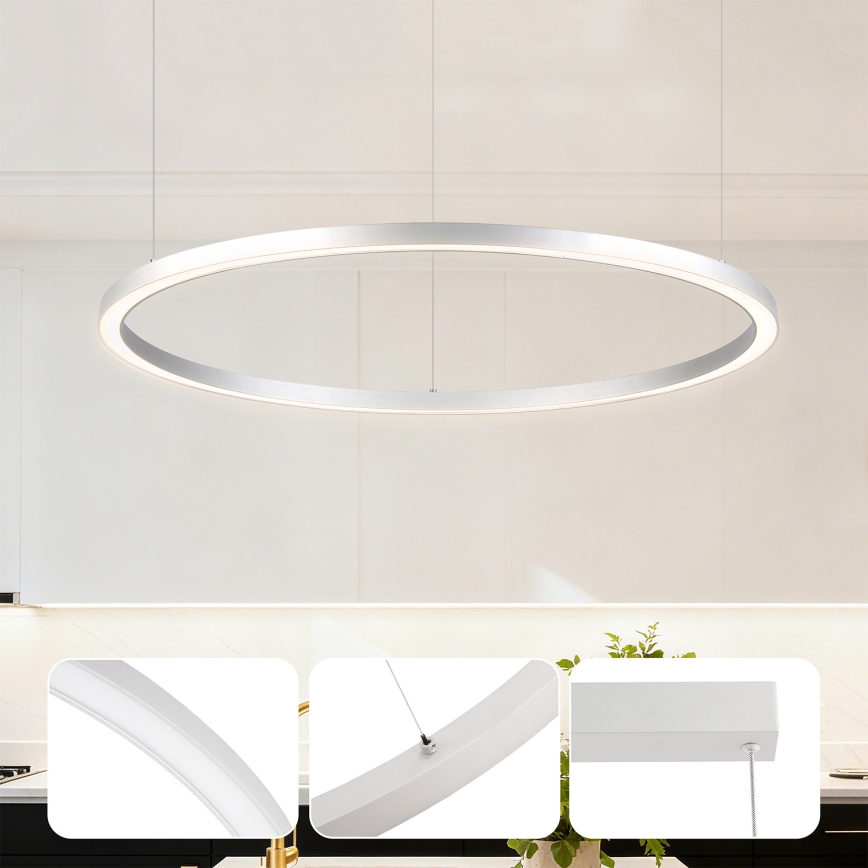 Brilagi - regulējama LED lustra uz kabeļa PORTOFINO LED/60W/230V 3000-6000K pr. 80 cm sudraba + tālvadības pults