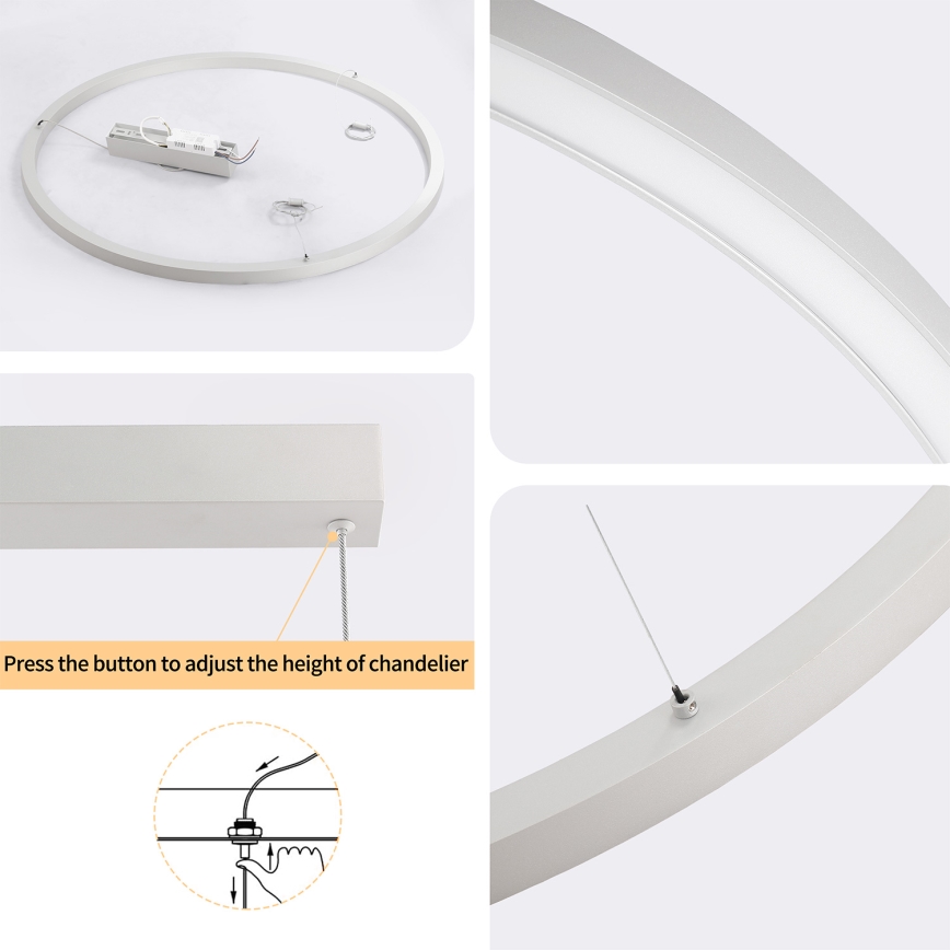 Brilagi - regulējama LED lustra uz kabeļa PORTOFINO LED/60W/230V 3000-6000K pr. 80 cm sudraba + tālvadības pults