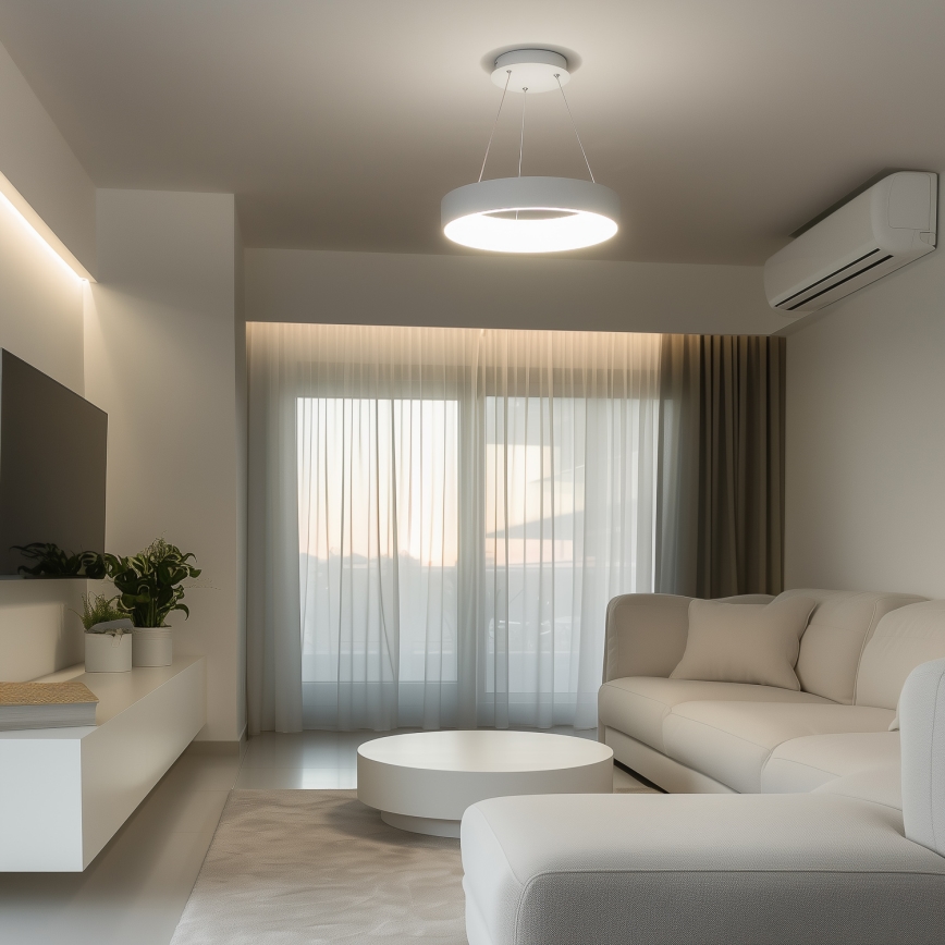 Brilagi - LED aptumšojams pakarams lukturis uz troses FALCON LED/80W/230V 3000-6500K Ø 60 cm balts + ar tālvadības pulti