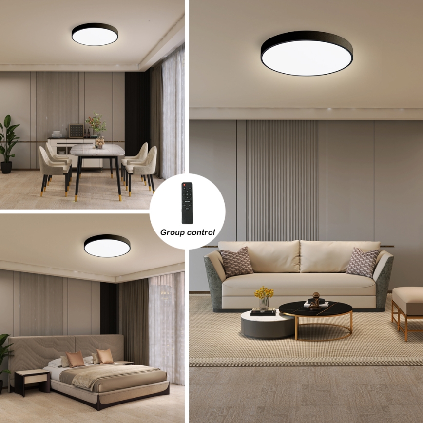 Brilagi - LED griestu gaismeklis ar regulējamu spilgtumu POOL SMART LED/48W/230V 40 cm 3000-6000K Wi-Fi Tuya + tālvadība melns