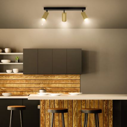 Brilagi - LED RGBW ar regulējamu spilgtumu punktveida gaismeklis SELE GOLDEN 3xGU10/4,8W/230V 3000K melna/zelta + tālvadības pults