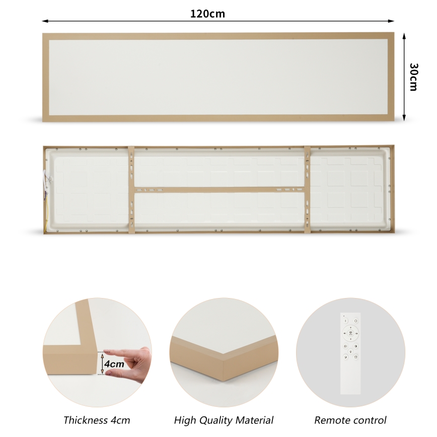 Brilagi - FRAME SMART LED vannas istabas griestu gaismeklis ar regulējamu spilgtumu LED/50W/230V 120x30 cm 3000-6000K IP44 bēšs + tālvadības pults