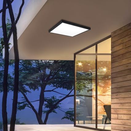 Brilagi - LED ar regulējamu spilgtumu vannasistabas griestu gaismeklis FRAME SMART LED/50W/230V 60x60 cm 3000-6000K IP44 melns + tālvadība