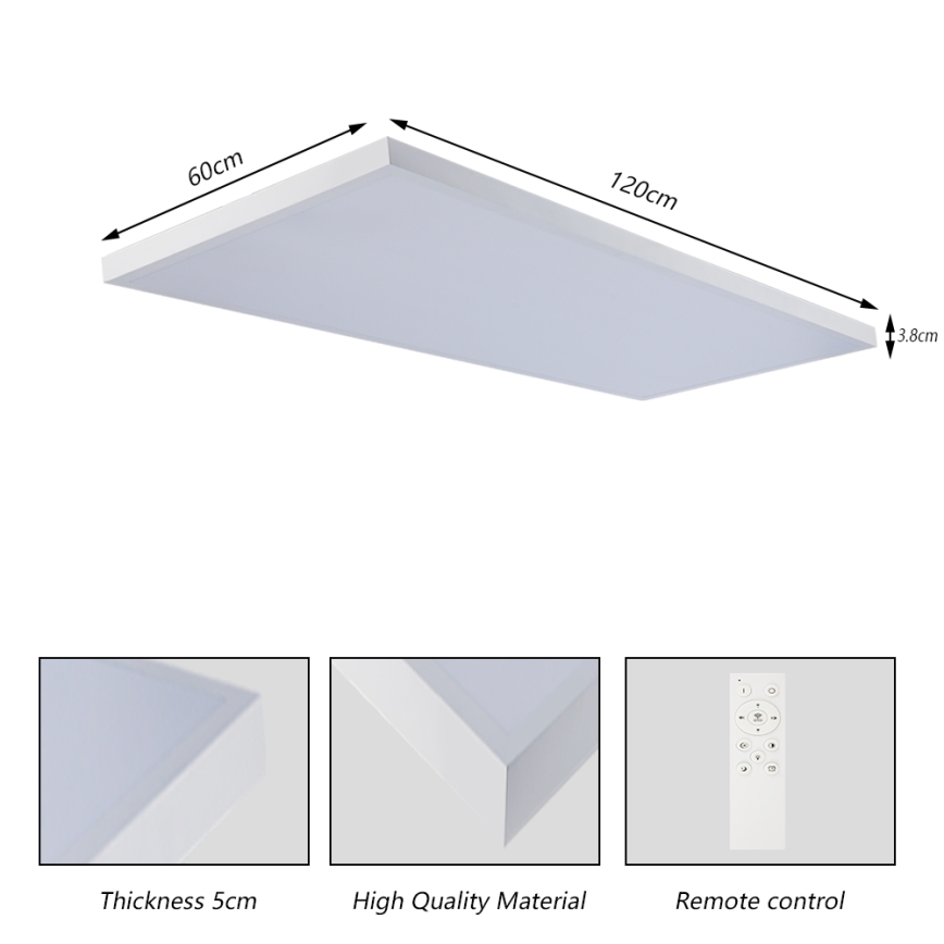Brilagi - LED ar regulējamu spilgtumu vannas istabas griestu gaismeklis FRAME SMART LED/96W/230V 120x60 cm 3000-6000K IP44 balts + tālvadības pults