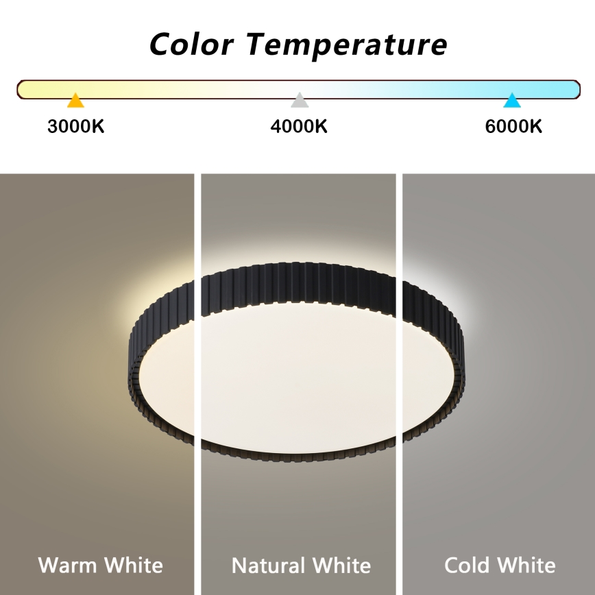 Brilagi - LED aptumšojams griestu gaismeklis CORVO LED/54W/230V 3000-6000K melns Ø 40 cm + tālvadības pults