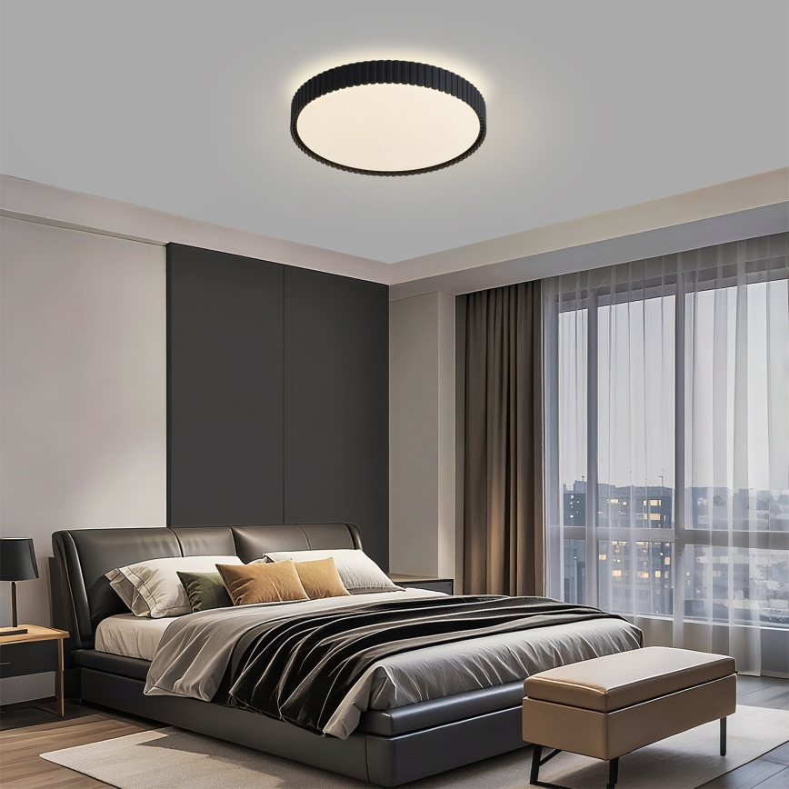 Brilagi - LED aptumšojams griestu gaismeklis CORVO LED/54W/230V 3000-6000K melns Ø 40 cm + tālvadības pults