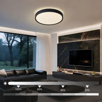 Brilagi - LED aptumšojams griestu gaismeklis CORVO LED/54W/230V 3000-6000K melns Ø 40 cm + tālvadības pults