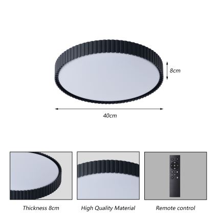 Brilagi - LED aptumšojams griestu gaismeklis CORVO LED/54W/230V 3000-6000K melns Ø 40 cm + tālvadības pults