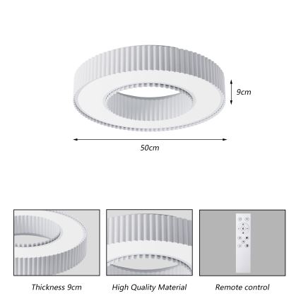 Brilagi - Aptumšojams griestu LED gaismeklis LUMIX LED/48W/230V 3000-6000K balts Ø 50 cm + tālvadība