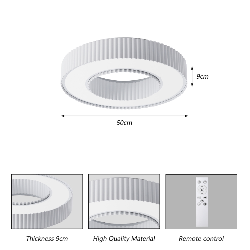 Brilagi - Aptumšojams griestu LED gaismeklis LUMIX LED/48W/230V 3000-6000K balts Ø 50 cm + tālvadība