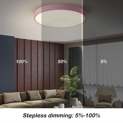 Brilagi - Regulējams LED griestu gaismeklis POOL LED/60W/230V 3000-6000K Ø 60 cm rozā + ar tālvadības pulti
