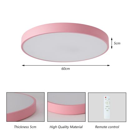 Brilagi - Regulējams LED griestu gaismeklis POOL LED/60W/230V 3000-6000K Ø 60 cm rozā + ar tālvadības pulti