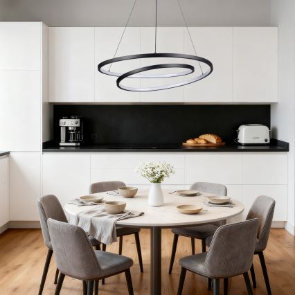 Brilagi - Regulējams LED lustrs uz troses TWISTER LED/75W/230V 3000–6000K Ø 70 cm melns + tālvadības pults