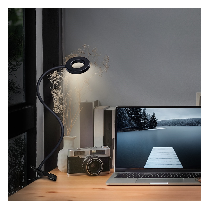 Brilagi -LED Dimmējama lampa ar klipu ORBELA LED/8W/5V 3000/4000/5000K melna