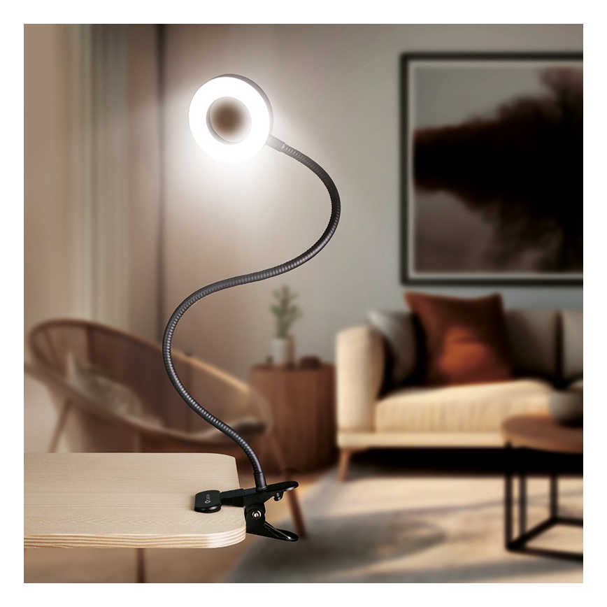 Brilagi -LED Dimmējama lampa ar klipu ORBELA LED/8W/5V 3000/4000/5000K melna