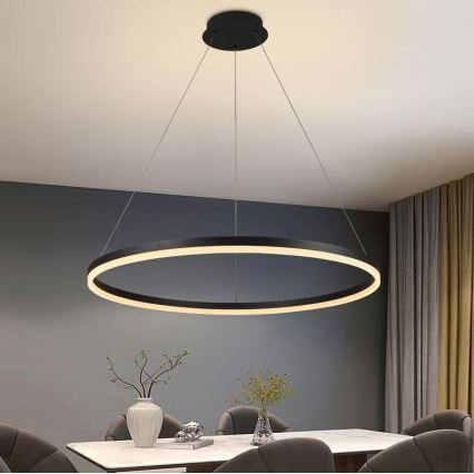 Brilagi - LED lustrs ar regulējamu gaismas intensitāti uz troses CIRCLE LED/55W/230V 3000-6500K Ø 80 cm melna + ar tālvadības pulti